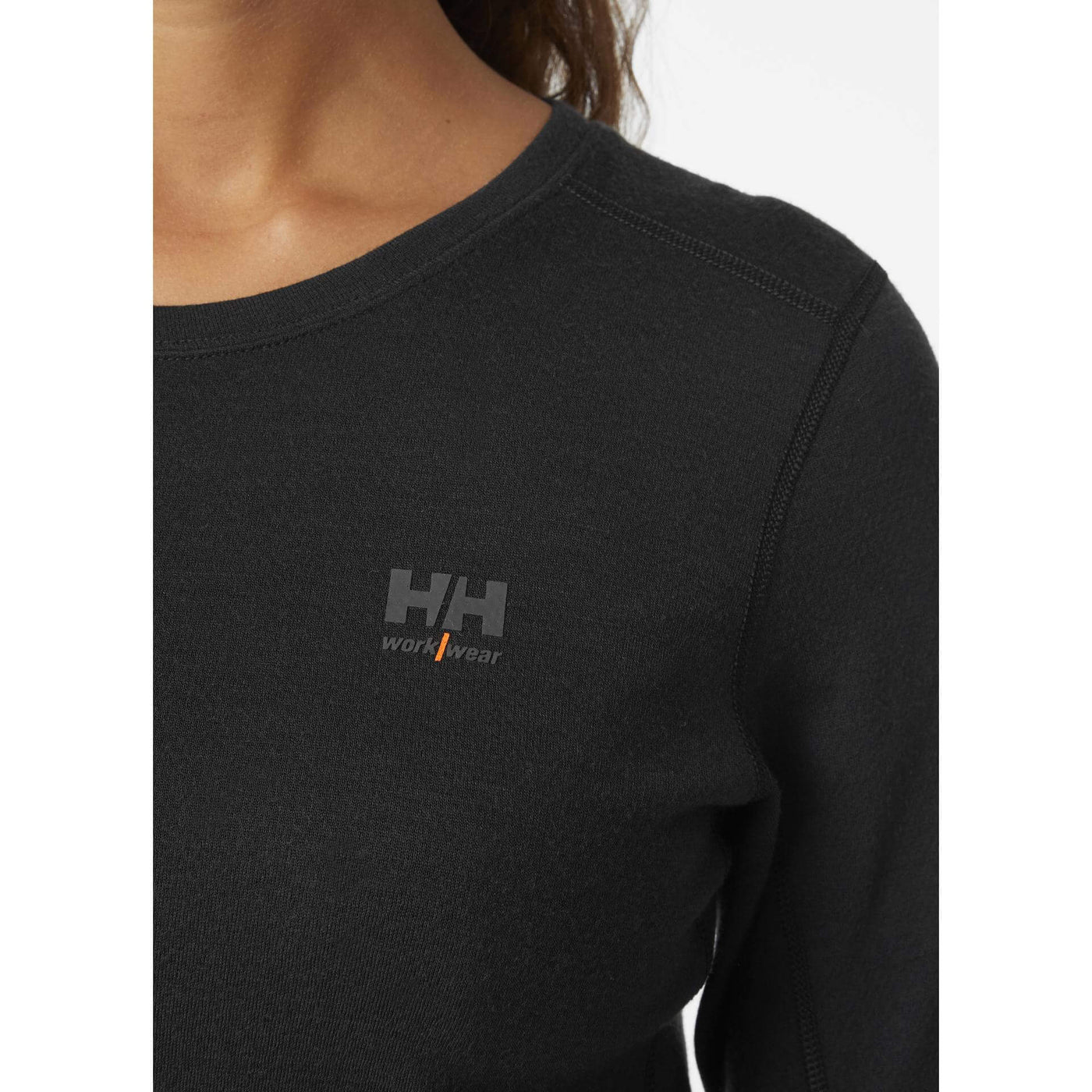 Helly Hansen Womens Lifa Baselayer Merino Crewneck Long Sleeve Shirt Black 2 Rear #colour_black