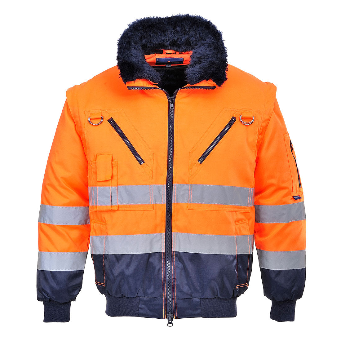 Portwest Hi-Vis Warnschutz 3-in-1 Pilotjacke, Größe: L, Farbe: Orange/Marine, PJ50ONRL Portwest Hi-Vis Warnschutz 3-in-1 Pilotjacke, Größe: L, Farbe: Orange/Marine, PJ50ONRL