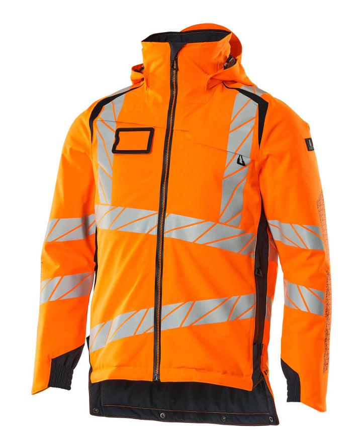 Mascot Hi-Vis Waterproof Winter Jacket 19035-449 Front #colour_hi-vis-orange-dark-navy-blue