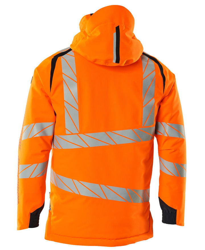 Mascot Hi-Vis Waterproof Winter Jacket 19035-449 Front #colour_hi-vis-orange-dark-navy-blue