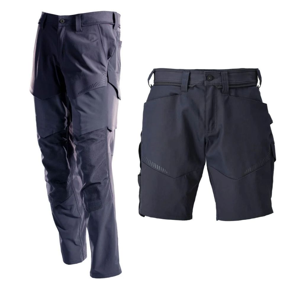 Mascot Lightweight Durable Stretch Trousers with Cordura Knee Pad Pockets 22379-311 Front 