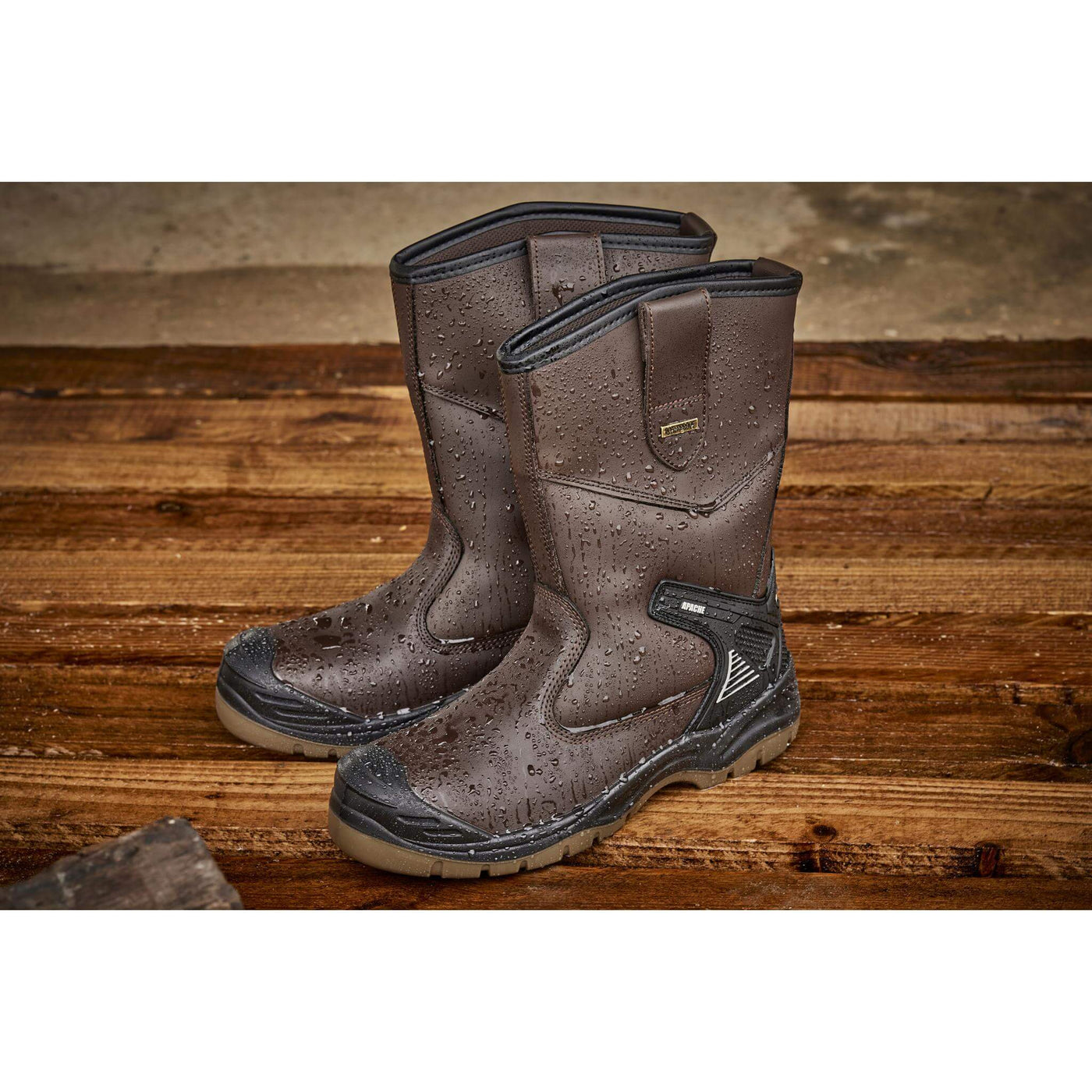 Apache AP305 Brown Waterproof Safety Rigger Boots Brown Model 1 #colour_brown