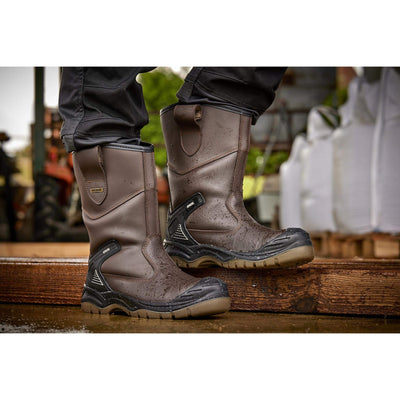 Apache AP305 Brown Waterproof Safety Rigger Boots Brown Model 2 #colour_brown