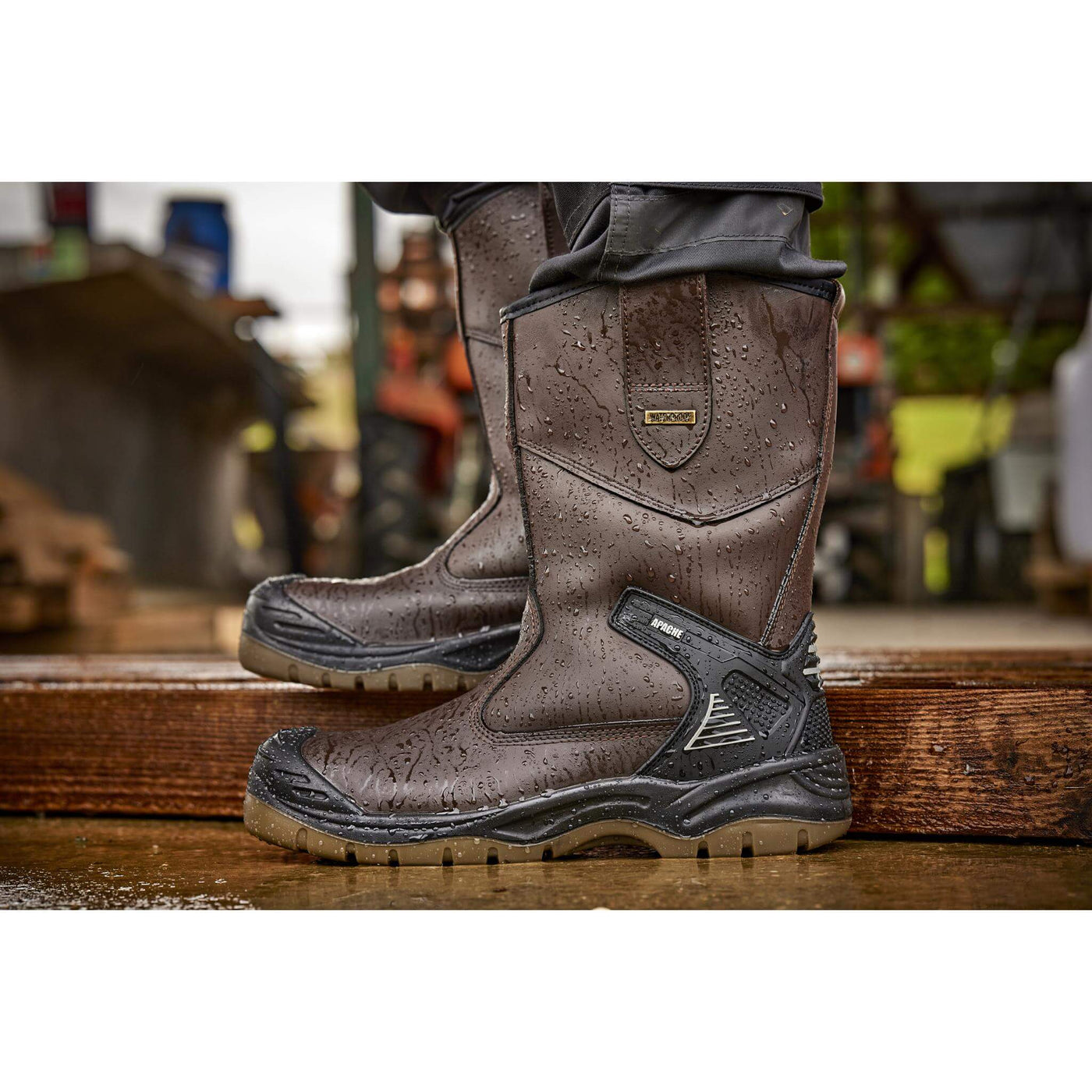 Apache AP305 Brown Waterproof Safety Rigger Boots Brown Model 6 #colour_brown