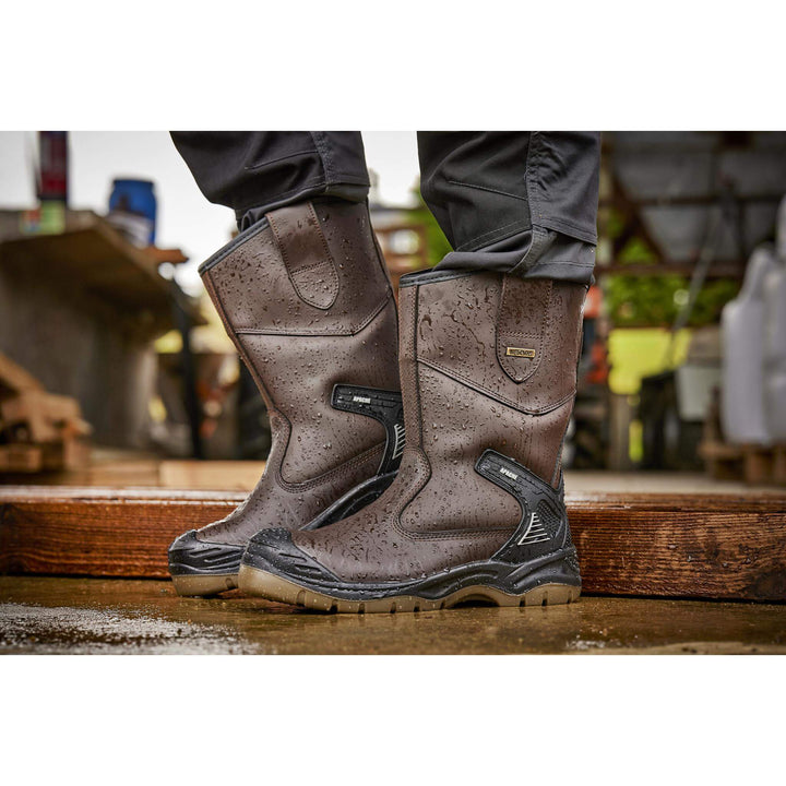 Apache AP305 Brown Waterproof Safety Rigger Boots Brown Model 9 #colour_brown