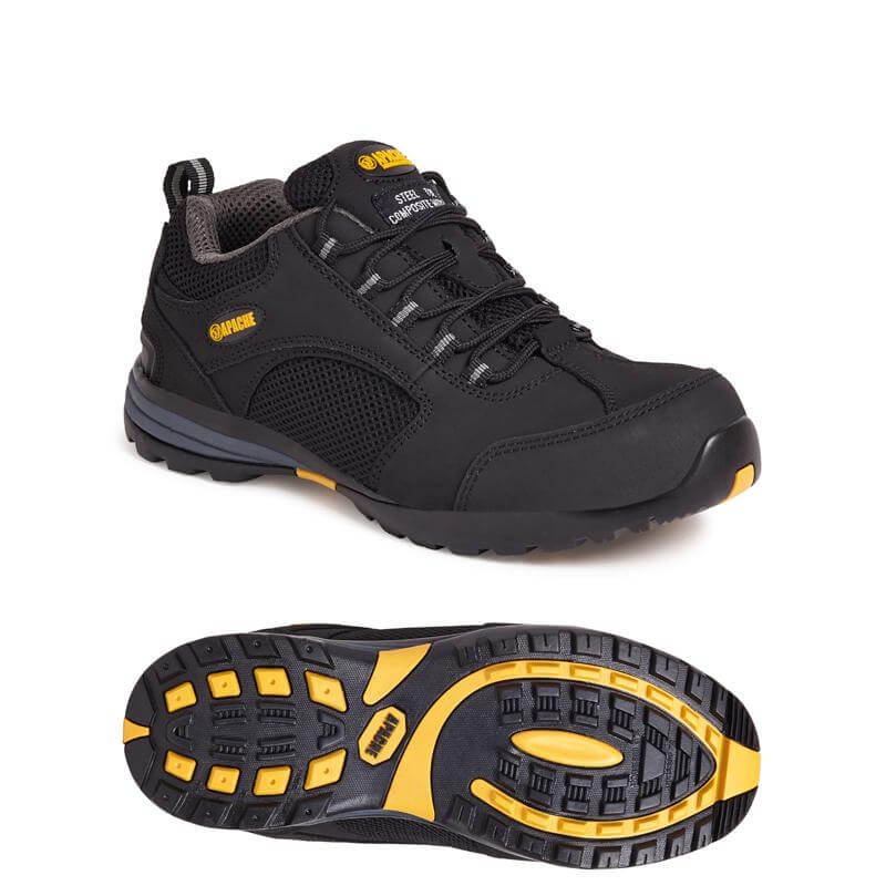 Apache AP318SM Black Safety Trainers Black Top and Bottom #colour_black