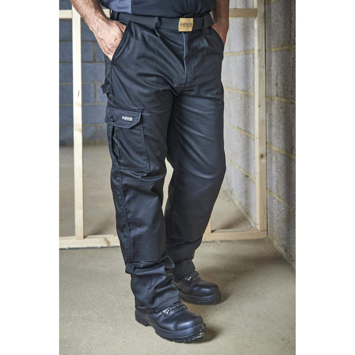 Apache APIND Black Industry Knee Pad Cargo Trousers Black Model 3 #colour_black