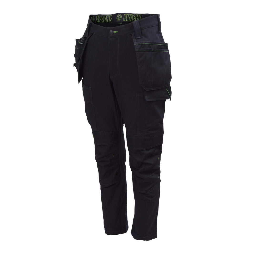 Apache Calgary Apache 4 Way Stretch Knee Pad Holster Pocket Trousers Black Side 1 #colour_black