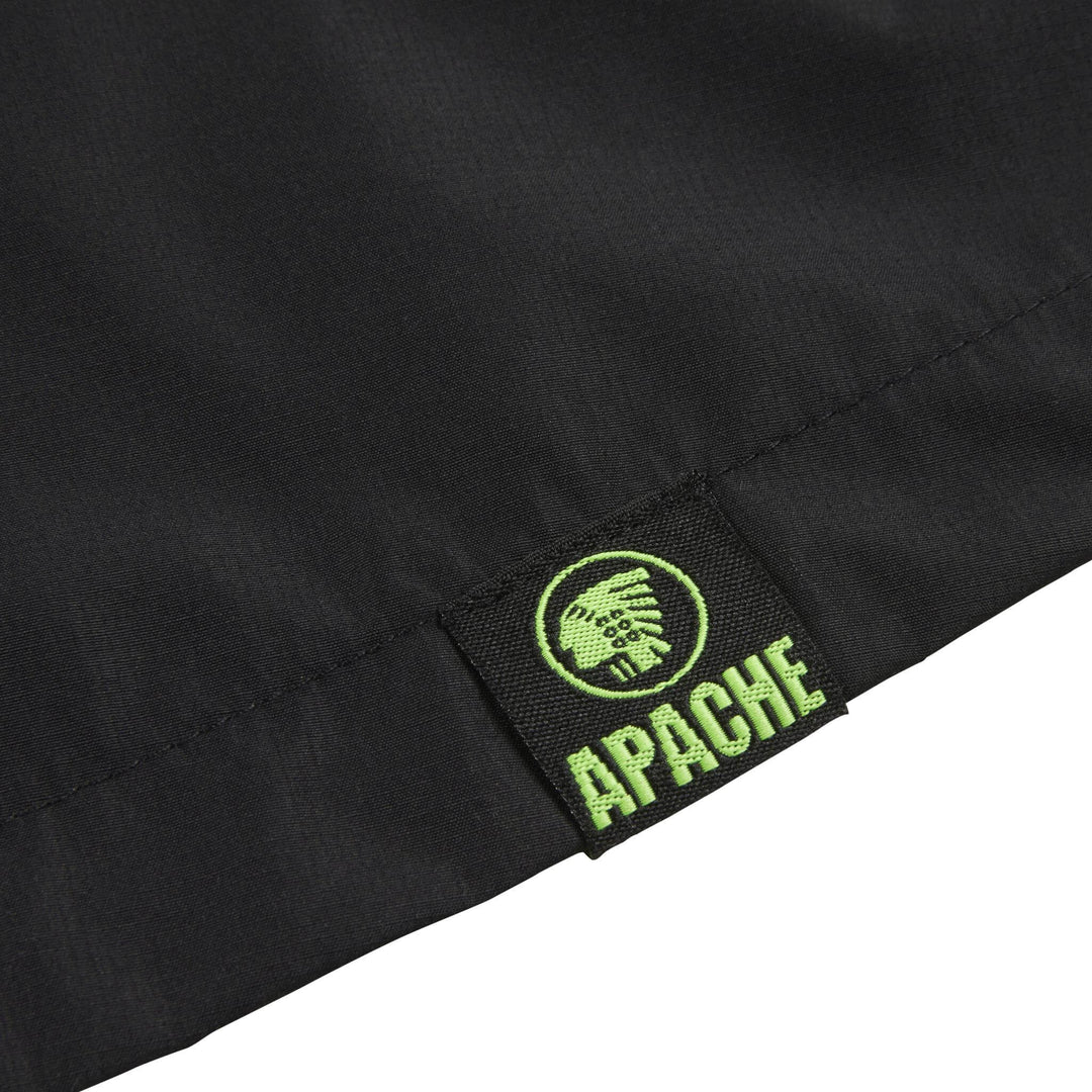 Apache Ottawa Lightweight Waterproof Breathable Hooded Jacket Black Detail bottom logo #colour_black