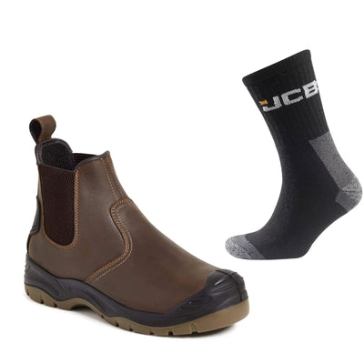 Apache AP715SM Special Offer Pack - Apache AP715SM Brown Safety Dealer Boots + 3 Pairs Work Socks