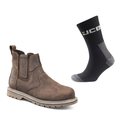 Apache Crater Special Offer Pack - Apache Crater Brown Crazy Horse Dealer Boots + 3 Pairs Work Socks