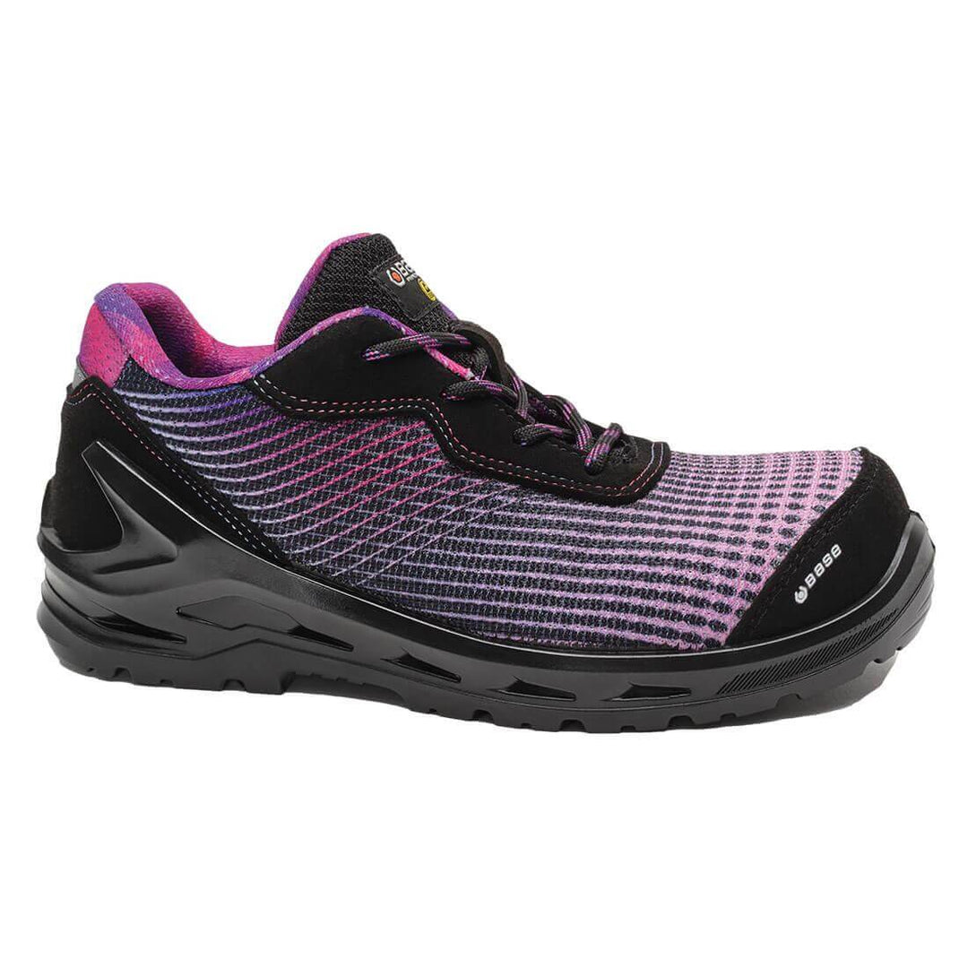 Base Arya S1PL Metal Free Vegan ESD Composite Toe Cap Safety Shoes Black/Fuchsia 1#colour_black-fuchsia