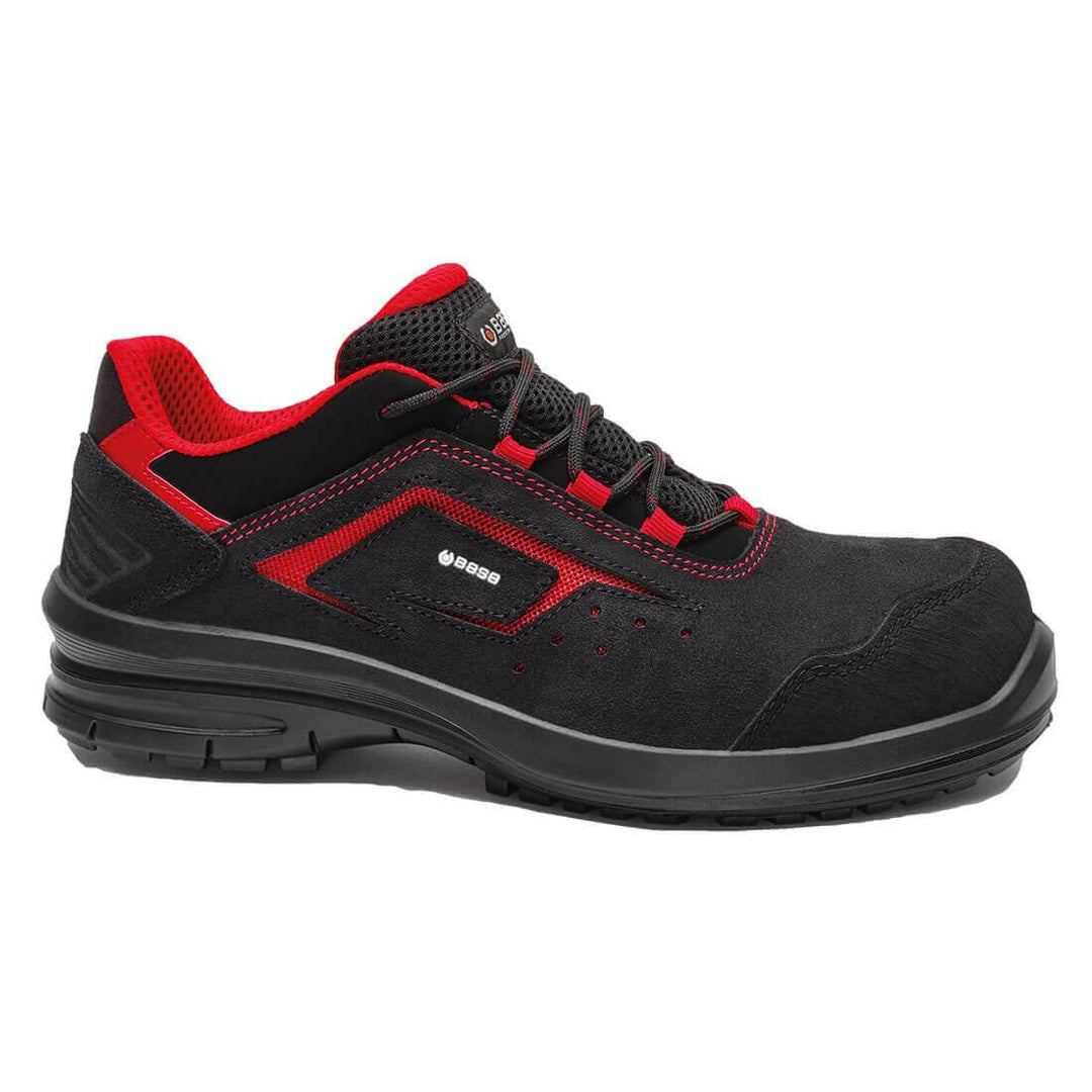 Base Eris S1PL Metal Free Composite Toe Cap Safety Shoes Black/Red 1#colour_black-red