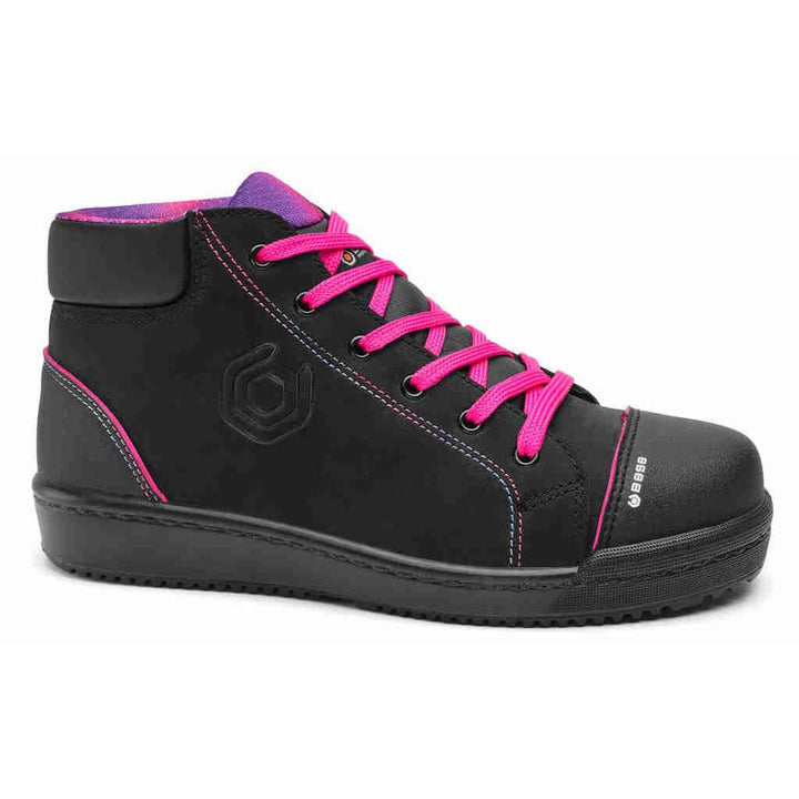 Base Margot Top Womens S3L Anti-Static Aluminium Toe Cap Safety Boots Black/Fuchsia 1#colour_black-fuchsia