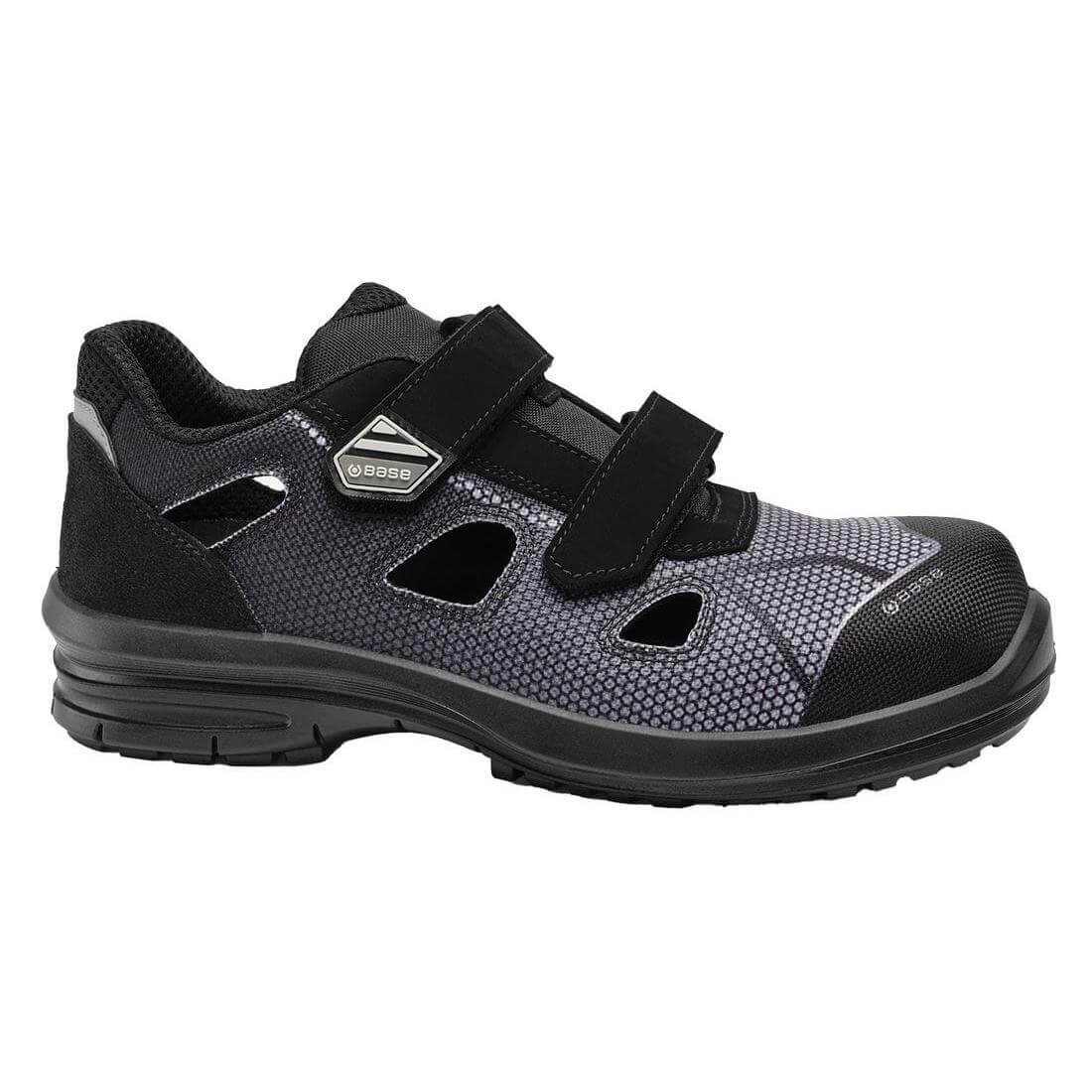 Base Syrius S1PL ESD Metal Free Composite Toe Cap Safety Sandals Black/Grey 1#colour_black-grey