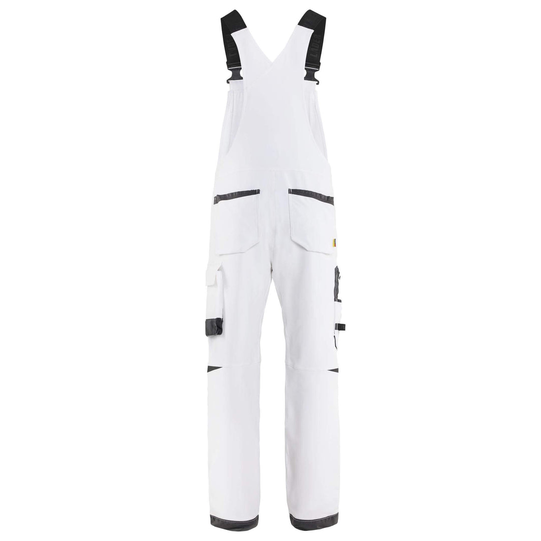 Blaklader 26251642 4-Way Stretch Painters Overall White/Dark Grey Rear #colour_white-dark-grey