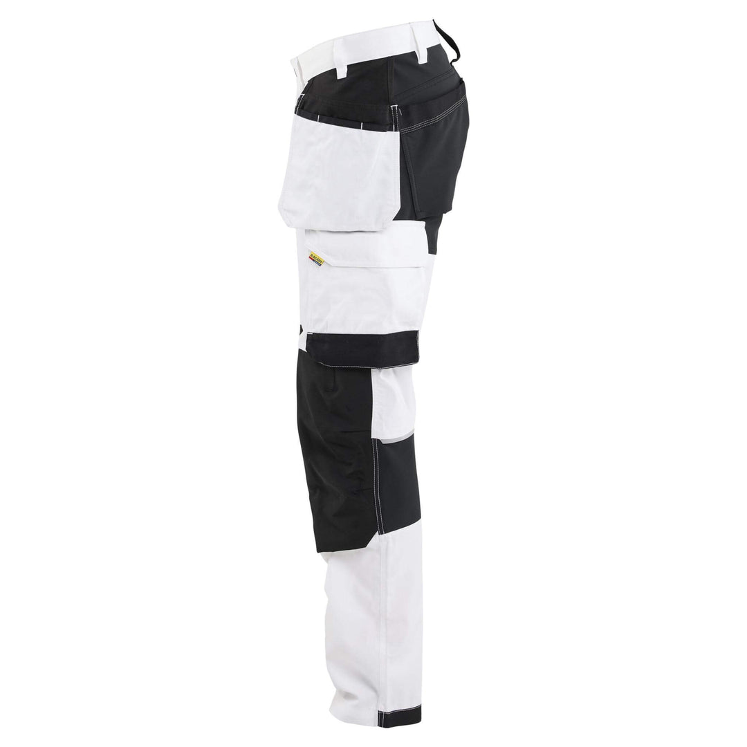 Blaklader 17701832 4-Way Stretch Painters Trousers White/Black Left #colour_white-black