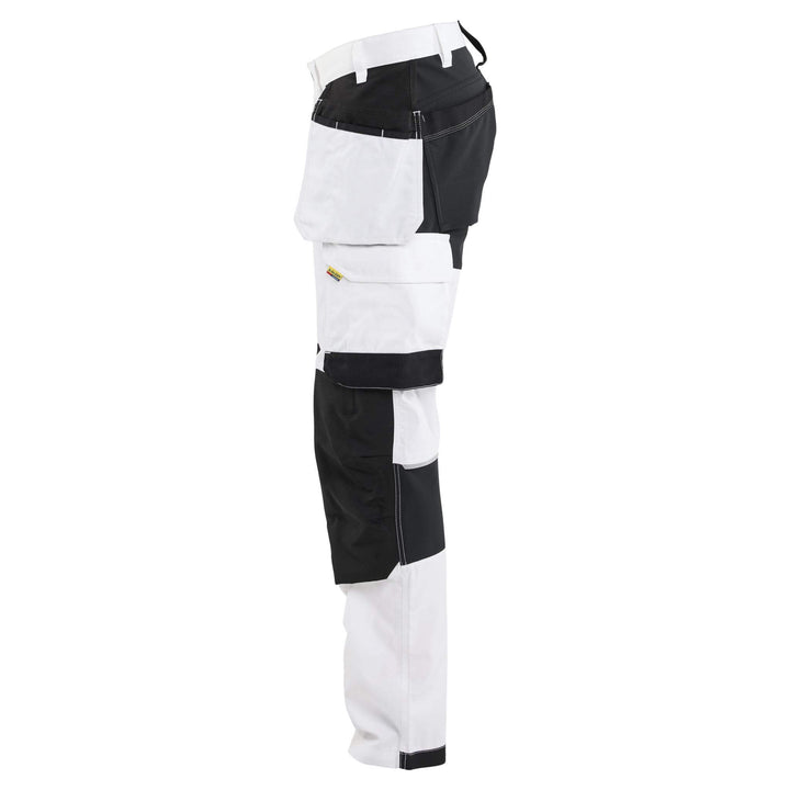 Blaklader 17701832 4-Way Stretch Painters Trousers White/Black Left #colour_white-black