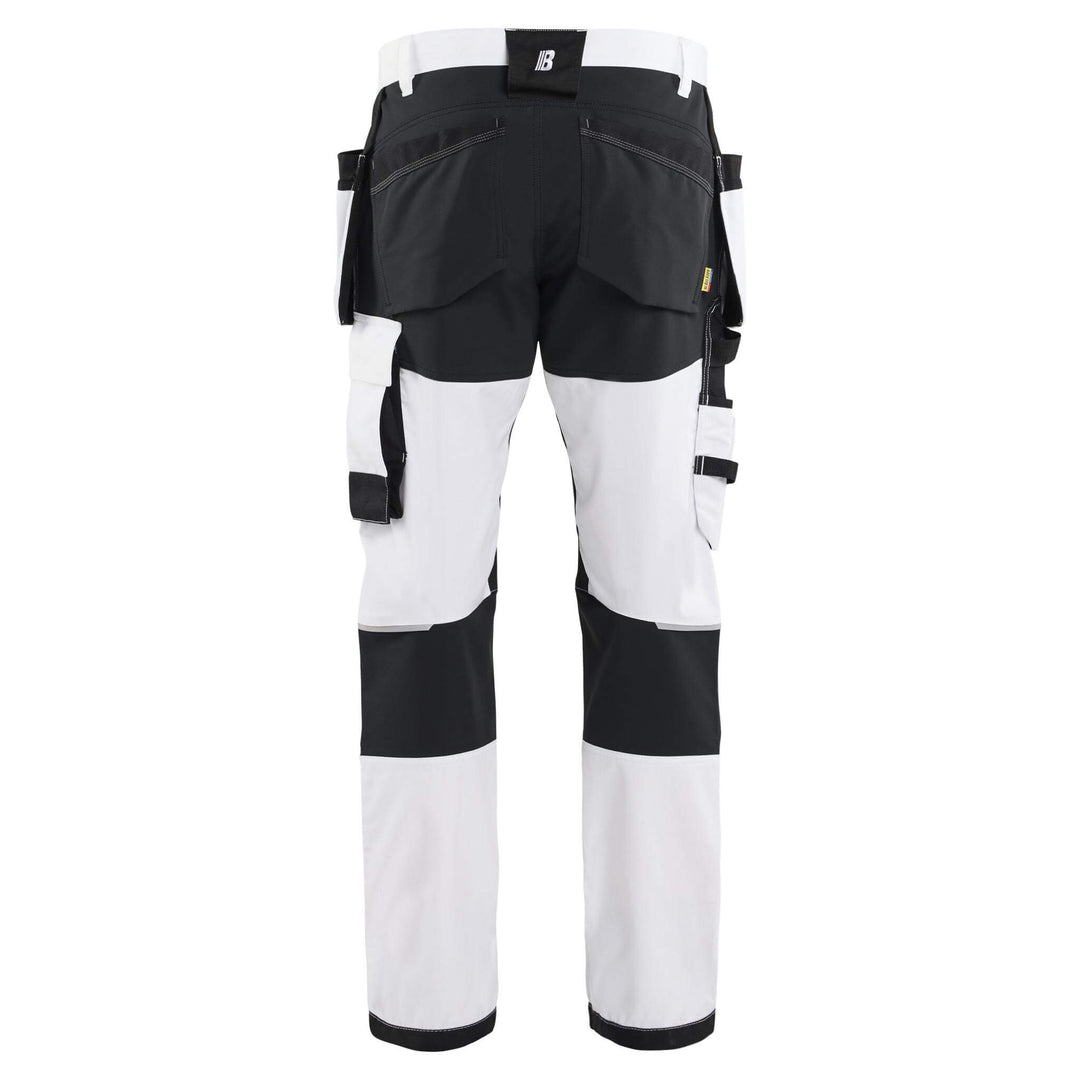 Blaklader 17701832 4-Way Stretch Painters Trousers White/Black Rear #colour_white-black