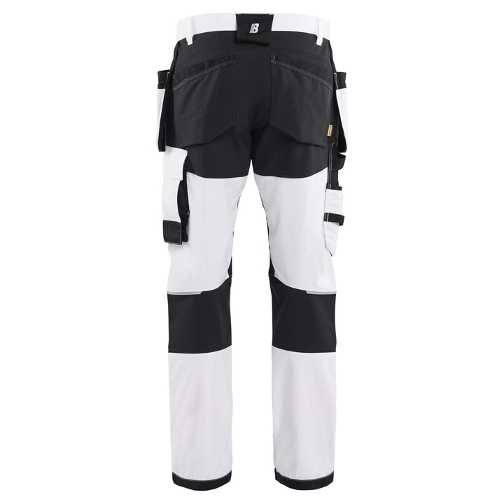 Blaklader 17701832 4-Way Stretch Painters Trousers White/Black Rear #colour_white-black