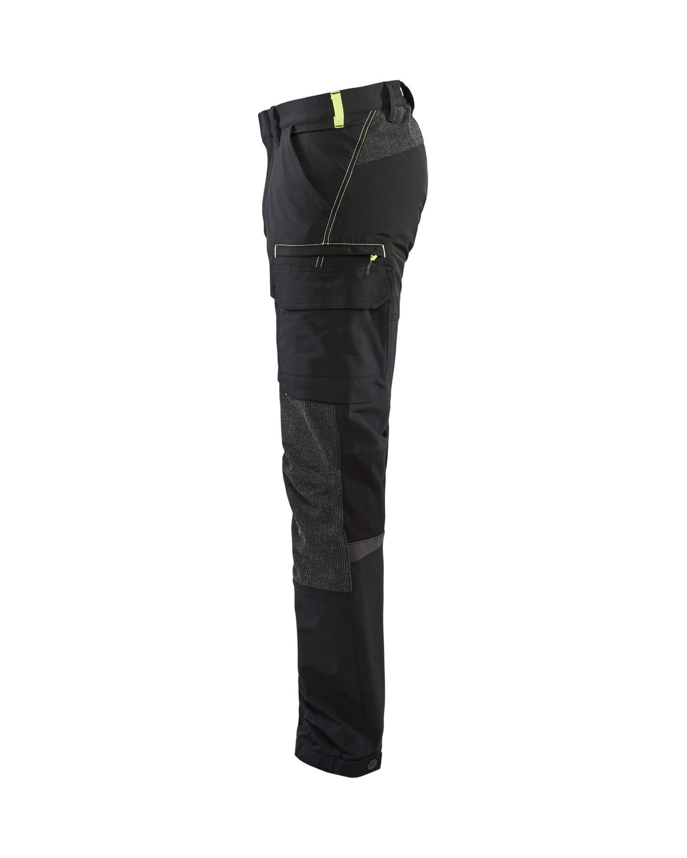 Blaklader 14221645 4-Way-Stretch Trousers Cordura Black/Hi-Vis Yellow Left #colour_black-hi-vis-yellow