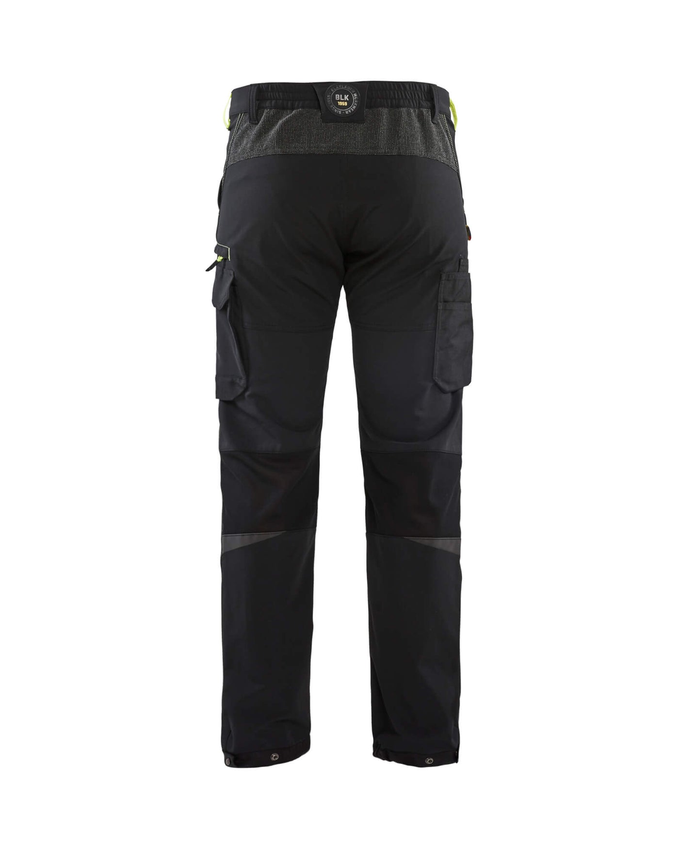 Blaklader 14221645 4-Way-Stretch Trousers Cordura Black/Hi-Vis Yellow Rear #colour_black-hi-vis-yellow