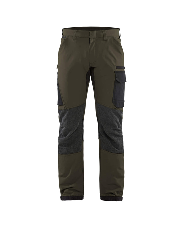 Blaklader 14221645 4-Way-Stretch Trousers Cordura Dark Olive Green/Black Main #colour_dark-olive-green-black