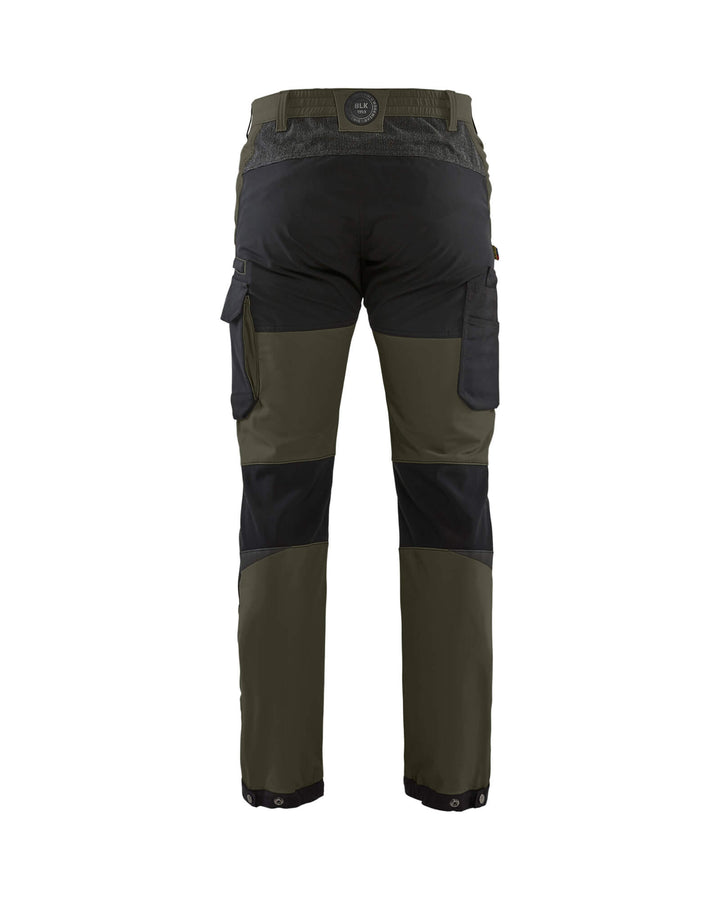 Blaklader 14221645 4-Way-Stretch Trousers Cordura Dark Olive Green/Black Rear #colour_dark-olive-green-black