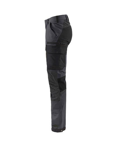 Blaklader 14221645 4-Way-Stretch Trousers Cordura Mid Grey/Black Left #colour_mid-grey-black