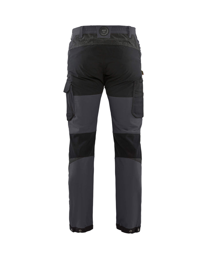 Blaklader 14221645 4-Way-Stretch Trousers Cordura Mid Grey/Black Rear #colour_mid-grey-black