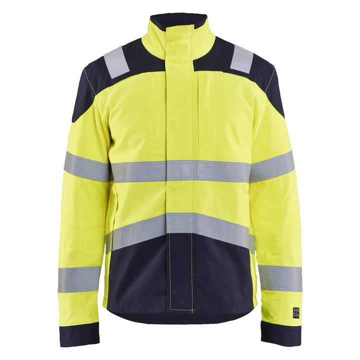 Blaklader 44181512 APC 2 Arc and Flame Retardant Multinorm Inherent Jacket Yellow/Navy Blue Main #colour_yellow-navy-blue