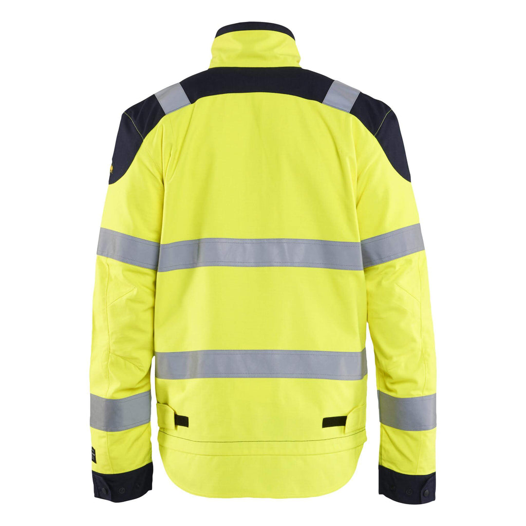Blaklader 44181512 APC 2 Arc and Flame Retardant Multinorm Inherent Jacket Yellow/Navy Blue Rear #colour_yellow-navy-blue