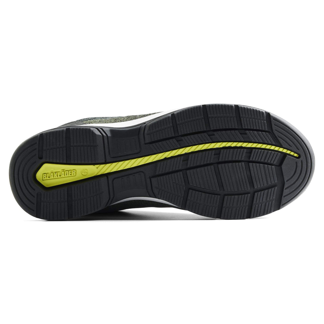 Blaklader 24380000 CRADLE S3L ESD Freelock Composite Toe Cap Safety Shoes Army Green/Yellow Rear #colour_army-green-yellow