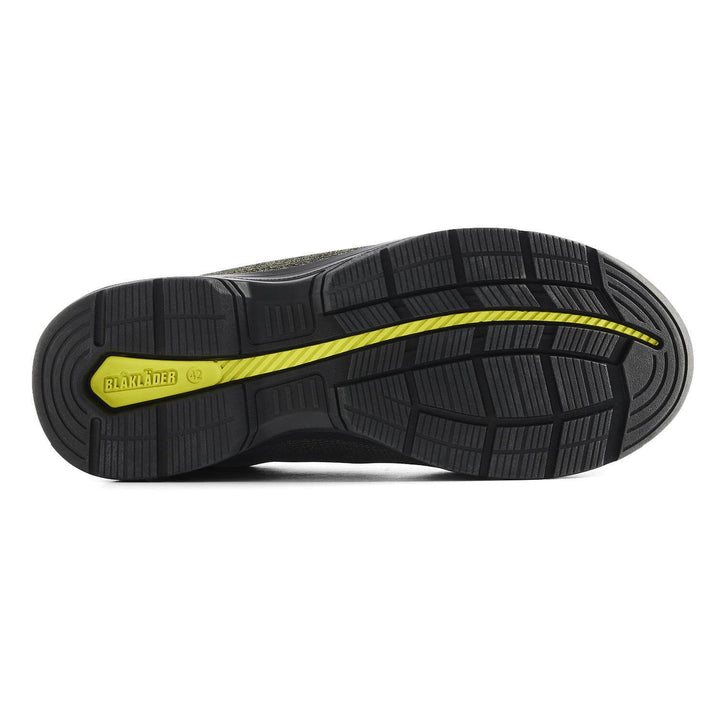 Blaklader 24380000 CRADLE S3L ESD Freelock Composite Toe Cap Safety Shoes Black/Hi-Vis Yellow Rear #colour_black-hi-vis-yellow