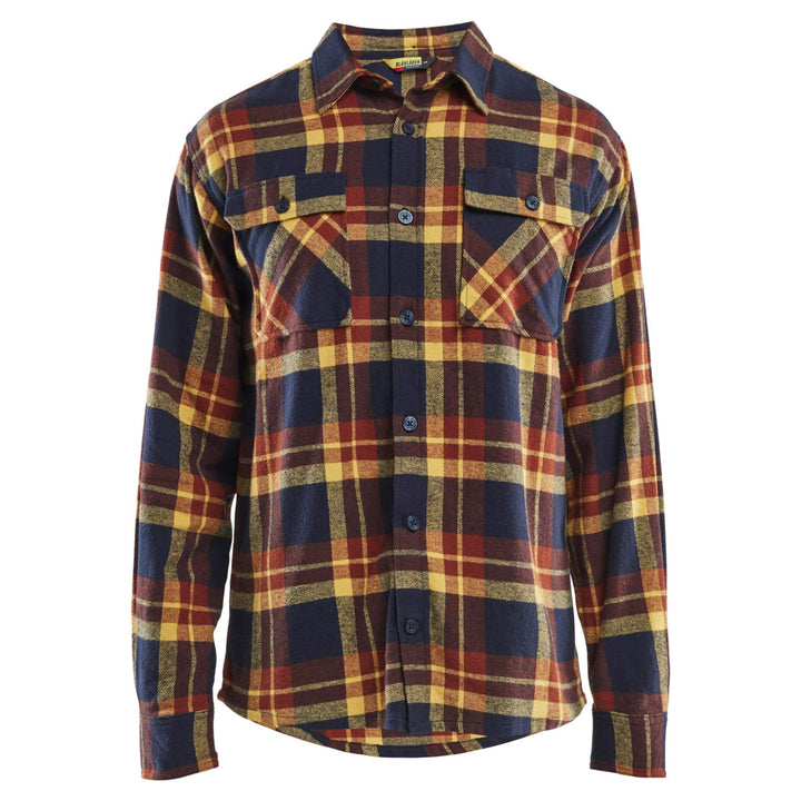 Blaklader 32881168 Cotton Relaxed Fit Flannel Shirt Burnt Red/Dark Navy Main #colour_burnt-red-dark-navy