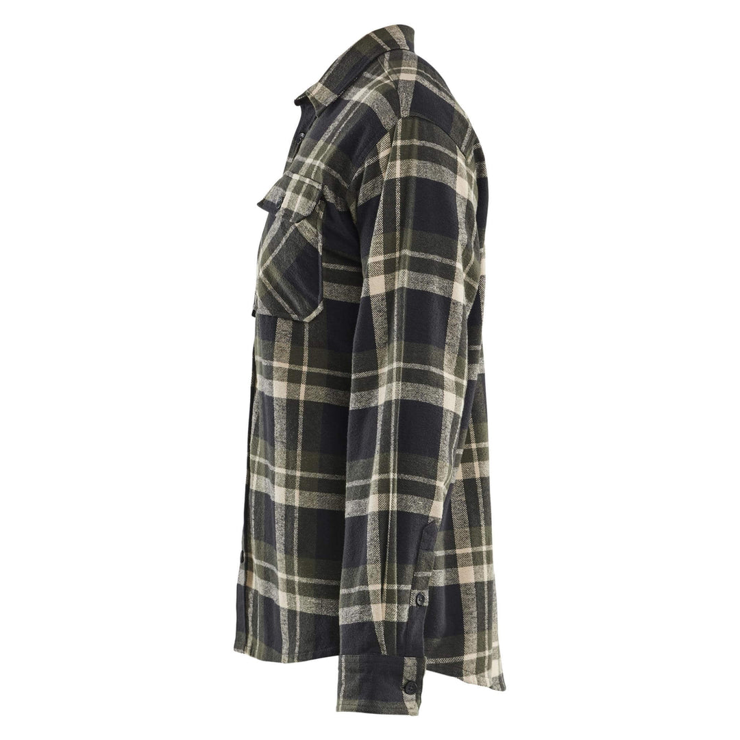 Blaklader 32881168 Cotton Relaxed Fit Flannel Shirt Forest Night/Black Left #colour_zoom-grey-black