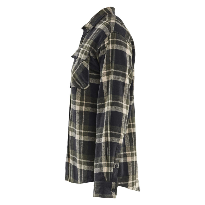 Blaklader 32881168 Cotton Relaxed Fit Flannel Shirt Forest Night/Black Left #colour_zoom-grey-black