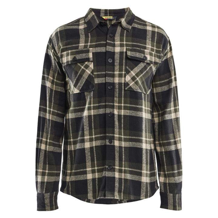 Blaklader 32881168 Cotton Relaxed Fit Flannel Shirt Forest Night/Black Main #colour_zoom-grey-black