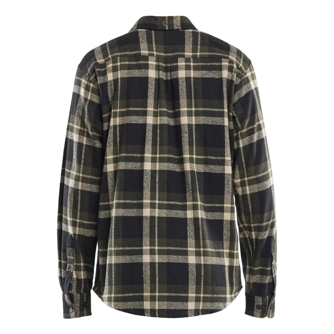 Blaklader 32881168 Cotton Relaxed Fit Flannel Shirt Forest Night/Black Rear #colour_zoom-grey-black