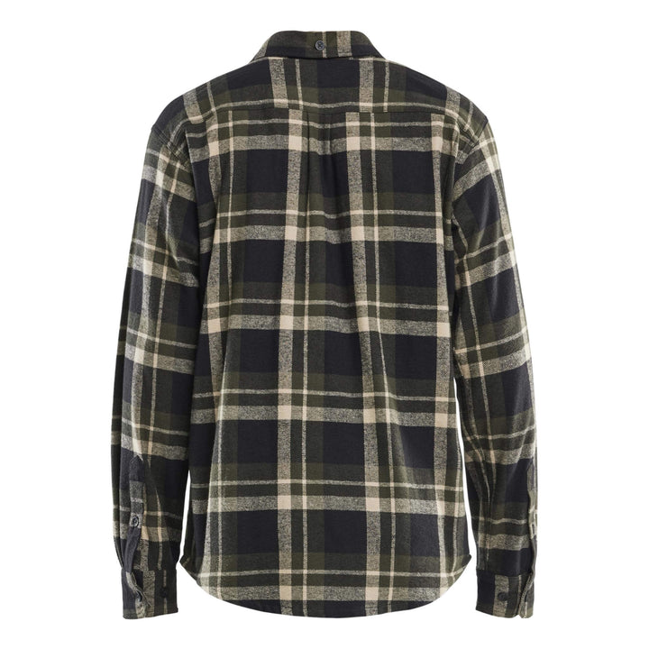 Blaklader 32881168 Cotton Relaxed Fit Flannel Shirt Forest Night/Black Rear #colour_zoom-grey-black