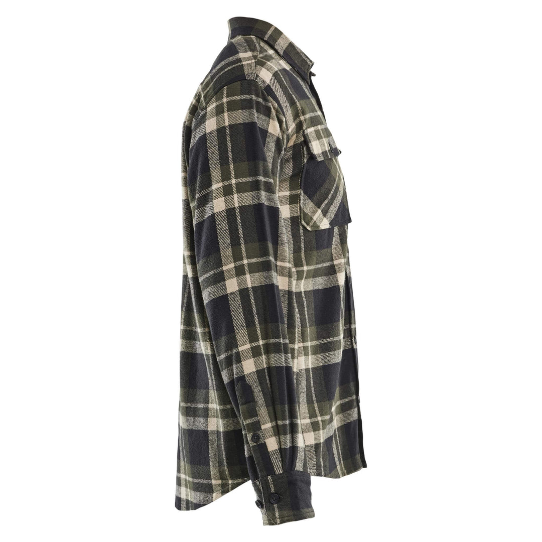 Blaklader 32881168 Cotton Relaxed Fit Flannel Shirt Forest Night/Black Right #colour_zoom-grey-black