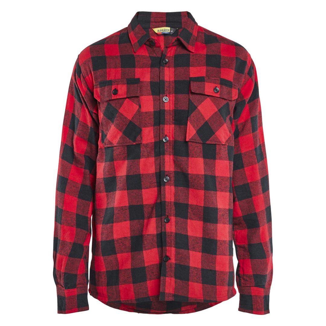 Blaklader 32881168 Cotton Relaxed Fit Flannel Shirt Red/Black Main #colour_red-black