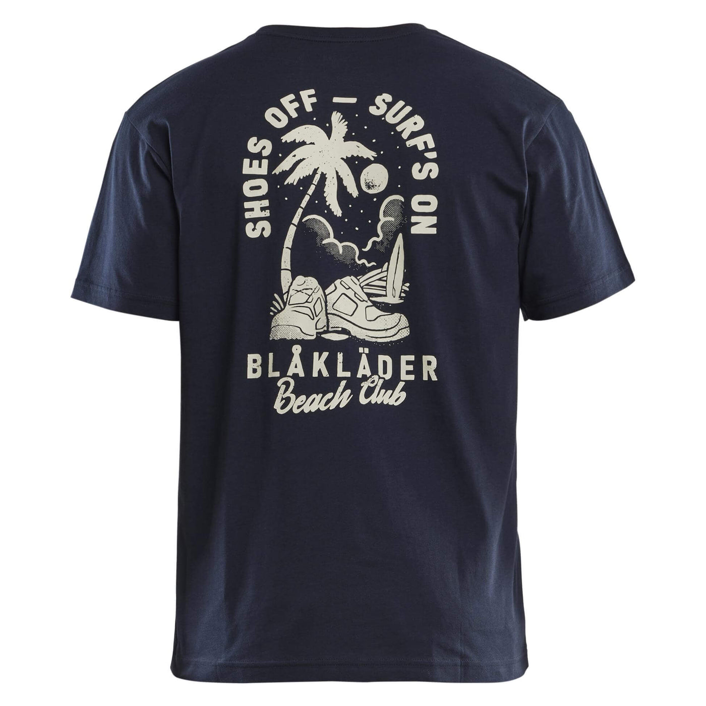 Blaklader 94191042 Cotton T-Shirt Blaklader Beach Club Print Dark Navy Blue Rear #colour_dark-navy-blue