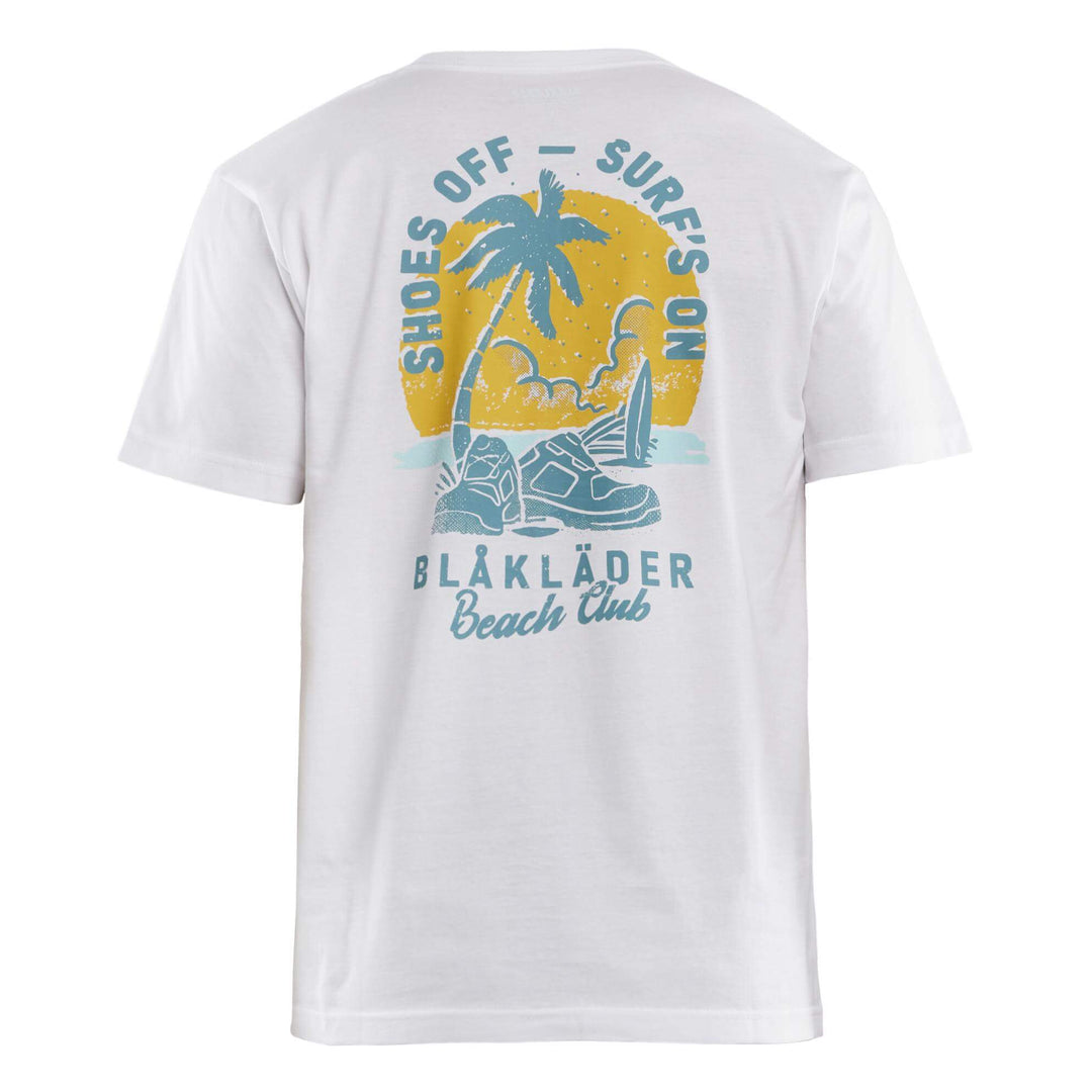 Blaklader 94191042 Cotton T-Shirt Blaklader Beach Club Print White Rear #colour_white