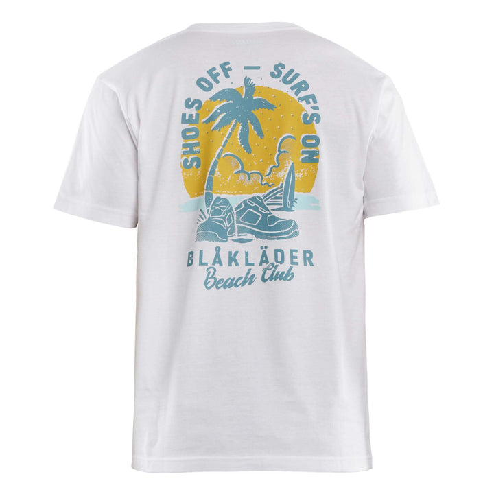 Blaklader 94191042 Cotton T-Shirt Blaklader Beach Club Print White Rear #colour_white