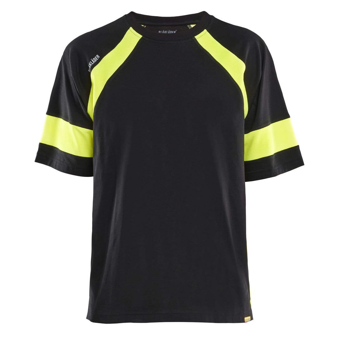 Blaklader 35231030 Cotton T-Shirt with Hi-Vis sections (non-certified) Black/Hi-Vis Yellow Main #colour_black-hi-vis-yellow