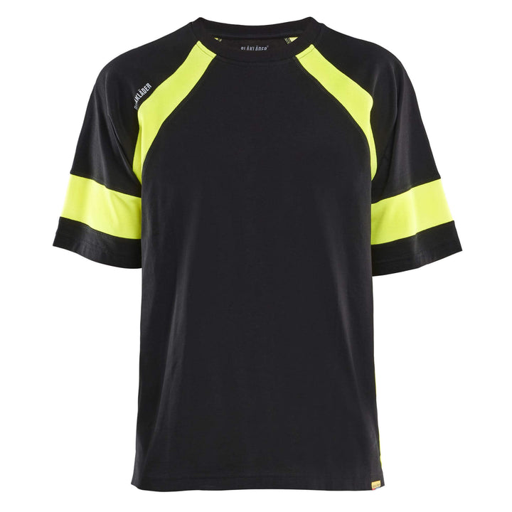 Blaklader 35231030 Cotton T-Shirt with Hi-Vis sections (non-certified) Black/Hi-Vis Yellow Main #colour_black-hi-vis-yellow