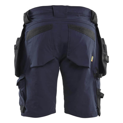Blaklader 17021645 Craftsman Shorts 4-Way Stretch Dark Navy Blue/Black Rear #colour_dark-navy-blue-black