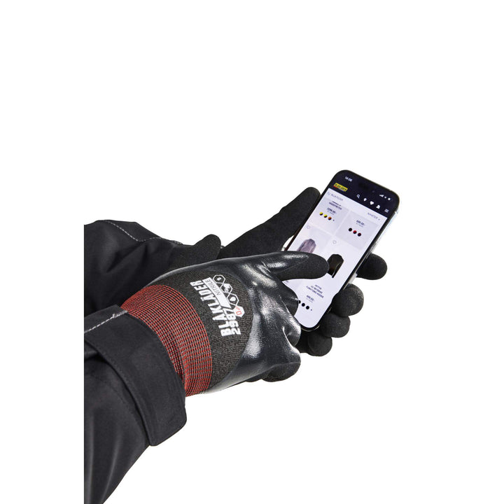 Blaklader 29871421 Cut Protection D Touchscreen Nitrile Coated Gloves Black Detail 1 #colour_black