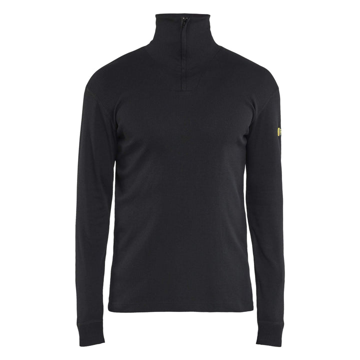 Blaklader 48981764 Flame Resistant Basic Zip-Neck Baselayer Shirt Black Main #colour_black